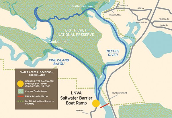 Map of the Cooks Lake to Scatterman paddling route and LNVA Saltwater Barrier launch location