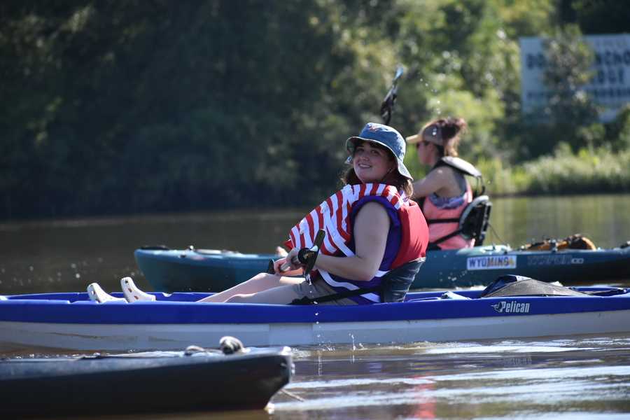 kayaker in red stripes by Tara Nicole Bryant